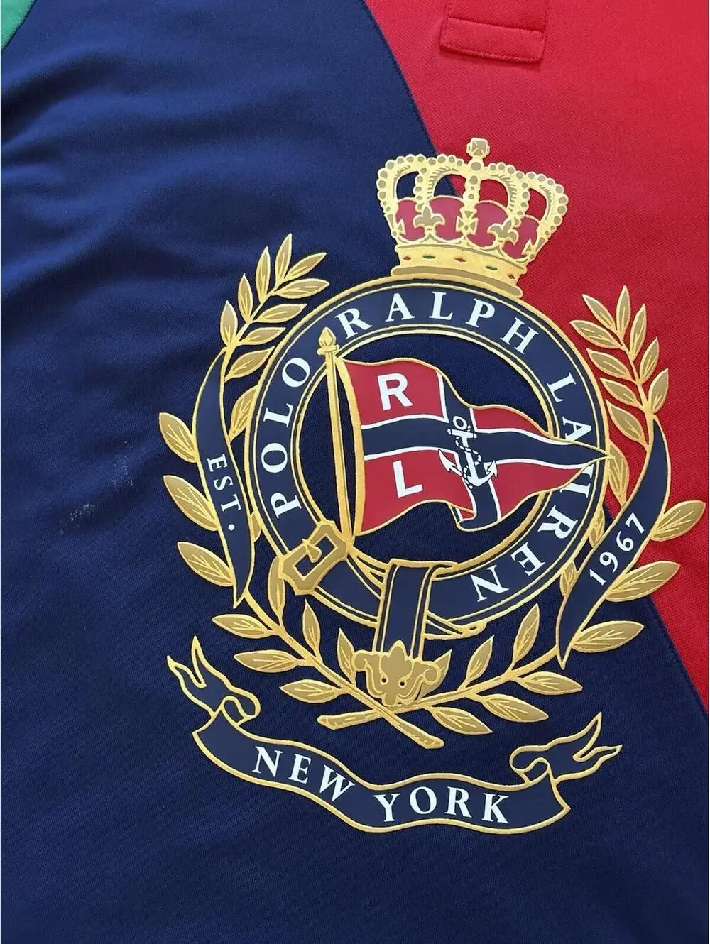 Polo Ralph Lauren Mens Nautical Crest Performance Stretch Polo Shirt Size Medium